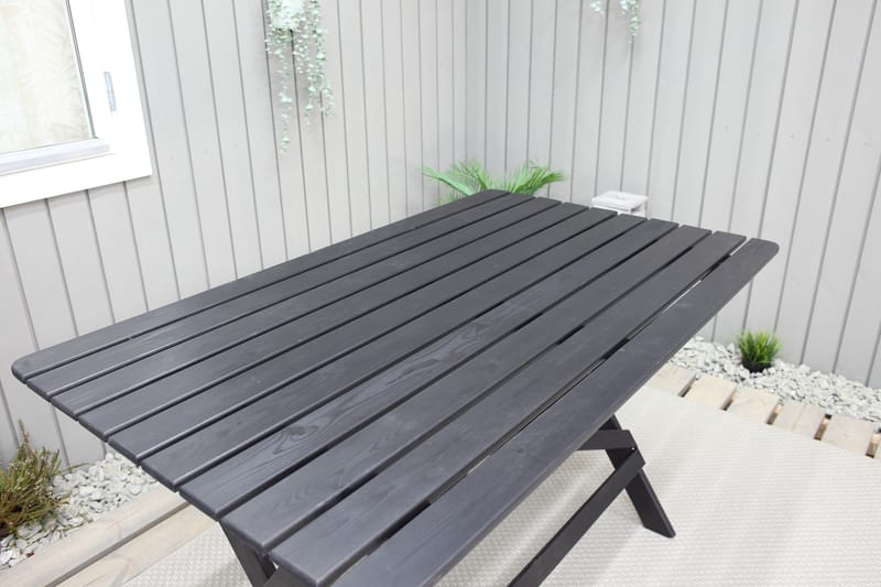 Ruokapöytä Larios 126 cm - Musta - Puutarhakalusteet - Terassipöydät - Ruokapöytä terassille