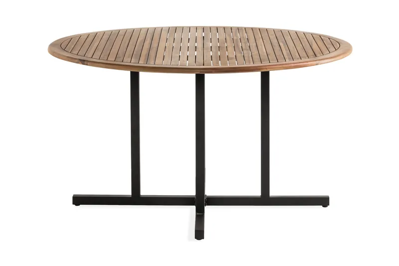 Ruokapöytä Lines 140 cm Pyöreä - Akaasia/Musta - Puutarhakalusteet - Terassipöydät - Ruokapöytä terassille
