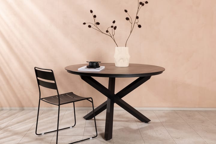 Ruokapöytä Llama Pyöreä 140 cm Musta/Ruskea - Venture Home - Ruokapöytä terassille