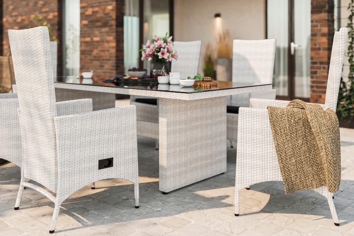 Ruokapöytä Majestic 210x100 cm - Valkoinen - Ruokapöytä terassille