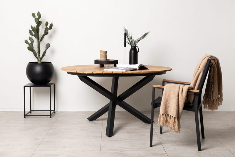 Ruokapöytä Mexico Pyöreä 140 cm Ruskea/Musta - Venture Home - Puutarhakalusteet - Terassipöydät - Ruokapöytä terassille