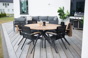 Ruokapöytä Mexico Pyöreä 140 cm Ruskea/Musta - Venture Home - Puutarhakalusteet - Terassipöydät - Ruokapöytä terassille