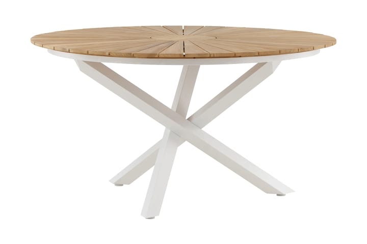 Ruokapöytä Mexico Pyöreä 140 cm Valkoinen/Ruskea - Venture Home - Ruokapöytä terassille