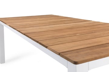Ruokapöytä Oliver 210x100 cm - Valkoinen/Tiikki - Puutarhakalusteet - Terassipöydät - Ruokapöytä terassille