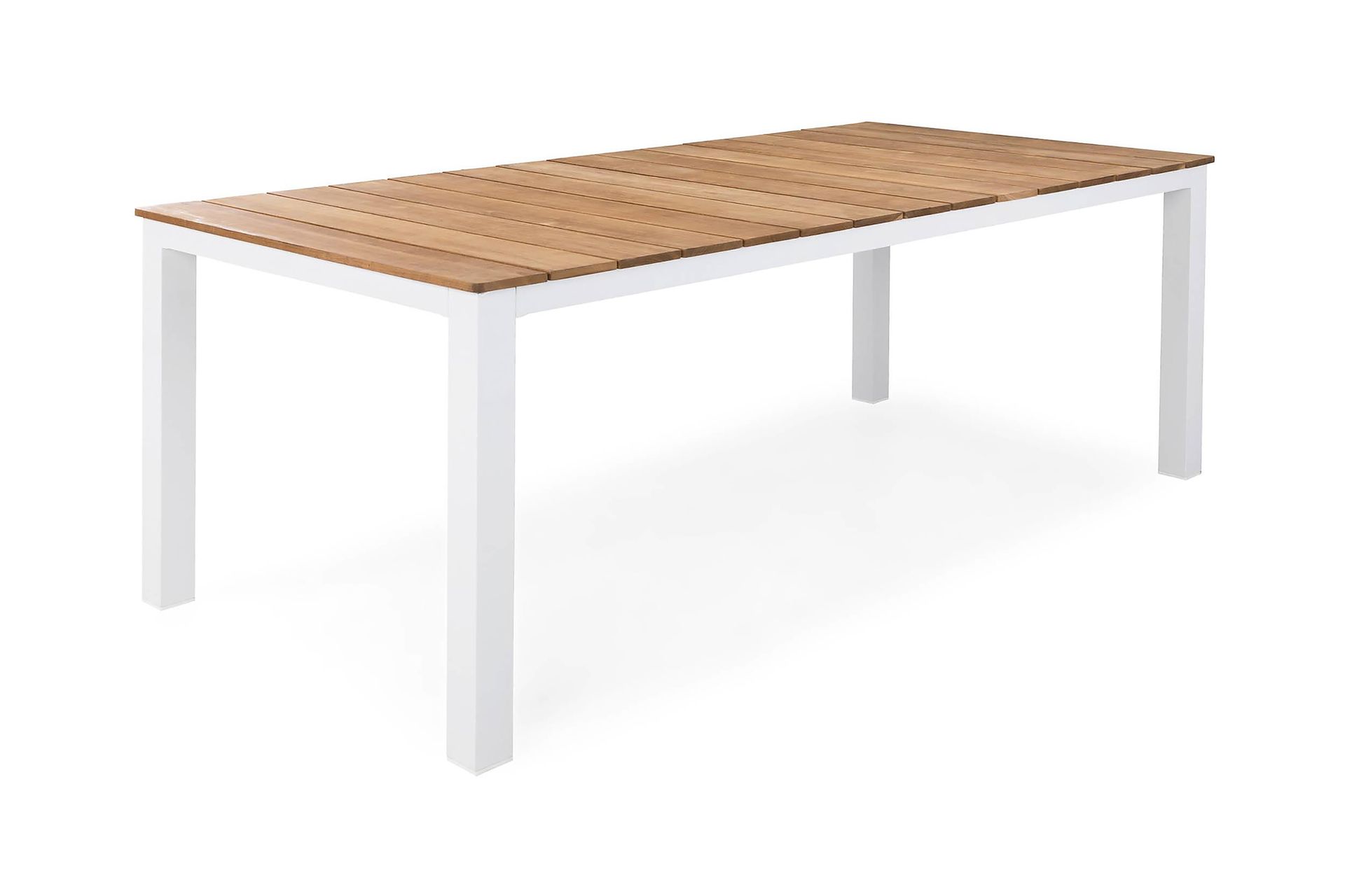 Ruokapöytä Oliver 210x100 cm - Valkoinen/Tiikki - Puutarhakalusteet - Terassipöydät - Ruokapöytä terassille