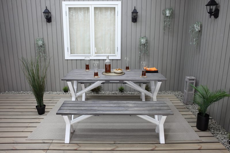 Ruokapöytä Scottsdale 150 cm Harmaa/Valkoinen - KWA - Puutarhakalusteet - Terassipöydät - Ruokapöytä terassille