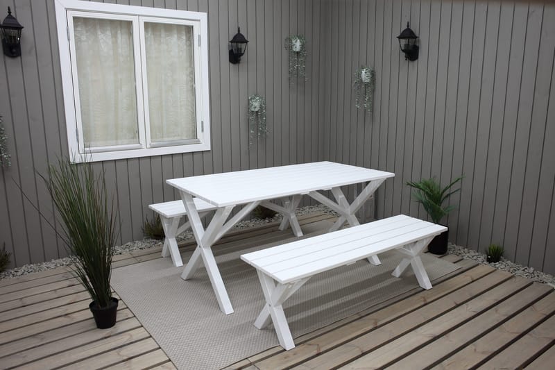 Ruokapöytä Scottsdale 150 cm Valkoinen - Puutarhakalusteet - Terassipöydät - Ruokapöytä terassille