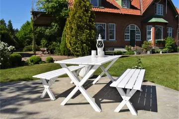 Ruokapöytä Scottsdale 150 cm Valkoinen - Puutarhakalusteet - Terassipöydät - Ruokapöytä terassille