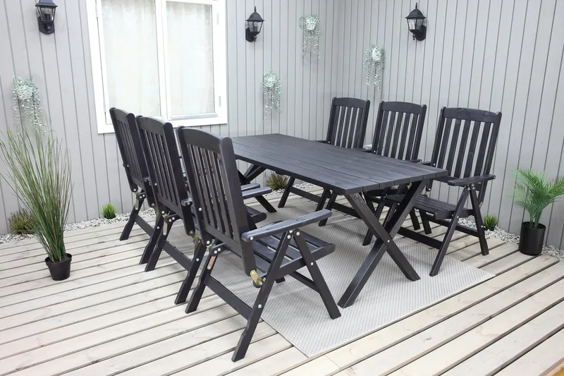 Ruokapöytä Scottsdale 190 cm Musta - KWA - Puutarhakalusteet - Terassipöydät - Ruokapöytä terassille