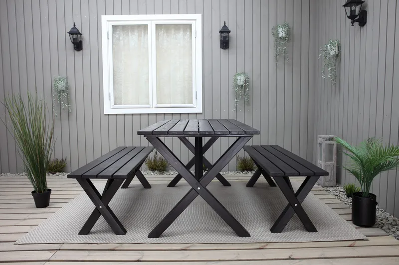 Ruokapöytä Scottsdale 190 cm Musta - KWA - Puutarhakalusteet - Terassipöydät - Ruokapöytä terassille