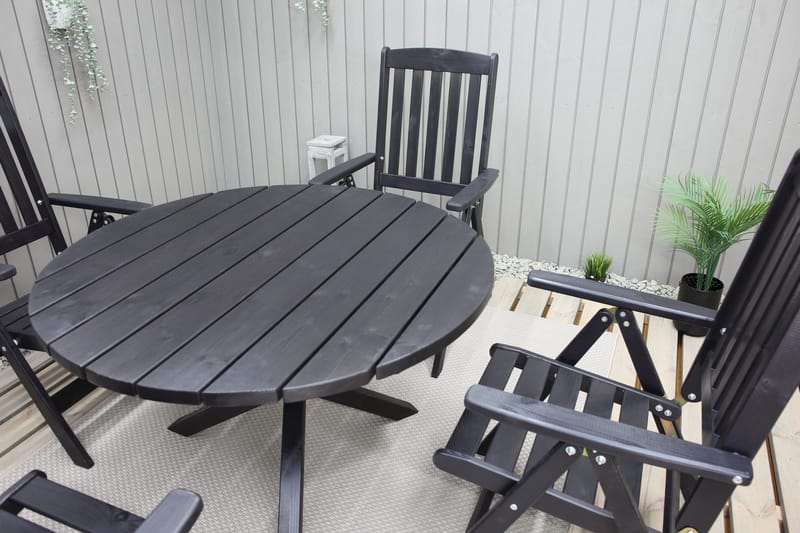 Ruokapöytä Scottsdale Pyöreä 112 cm - Kahvimusta - Puutarhakalusteet - Terassipöydät - Ruokapöytä terassille