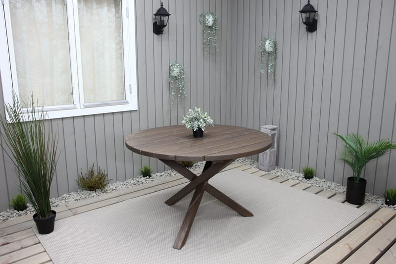 Ruokapöytä Scottsdale Pyöreä 112 cm - Ruskea - Puutarhakalusteet - Terassipöydät - Ruokapöytä terassille