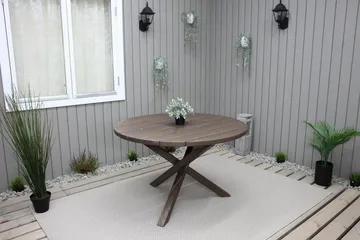 Ruokapöytä Scottsdale Pyöreä 112 cm - Ruskea - Puutarhakalusteet - Terassipöydät - Ruokapöytä terassille