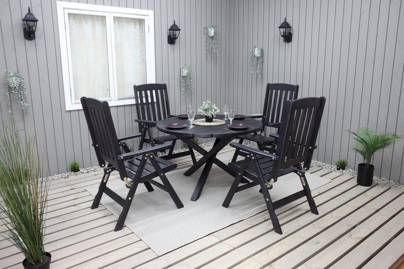 Ruokapöytä Scottsdale Pyöreä 112 cm - Kahvimusta - Puutarhakalusteet - Terassipöydät - Ruokapöytä terassille