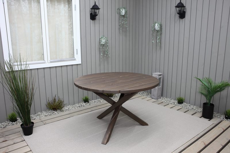 Ruokapöytä Scottsdale Pyöreä 112 cm - Ruskea - Puutarhakalusteet - Terassipöydät - Ruokap öytä terassille