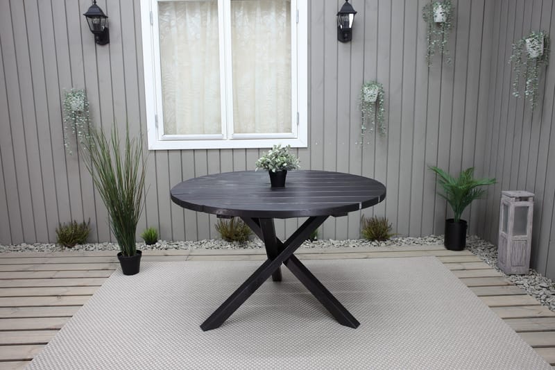 Ruokapöytä Scottsdale Pyöreä 112 cm - Kahvimusta - Puutarhakalusteet - Terassipöydät - Ruokapöytä terassille