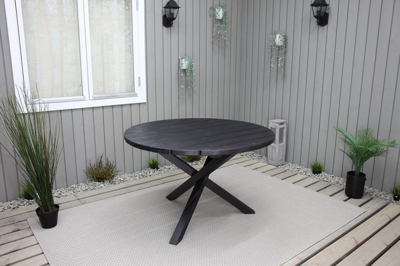 Ruokapöytä Scottsdale Pyöreä 112 cm - Kahvimusta - Puutarhakalusteet - Terassipöydät - Ruokapöytä terassille