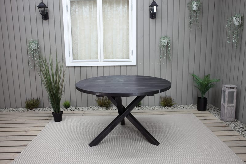 Ruokapöytä Scottsdale Pyöreä 112 cm - Kahvimusta - Puutarhakalusteet - Terassipöydät - Ruokapöytä terassille