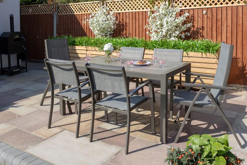 Ruokapöytä Solana 160 cm - Harmaa - Puutarhakalusteet - Terassipöydät - Ruokapöytä terassille