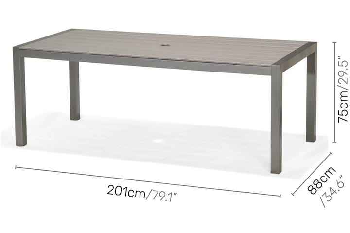 Ruokapöytä Solana 201 cm - Harmaa - Ruokapöytä terassille