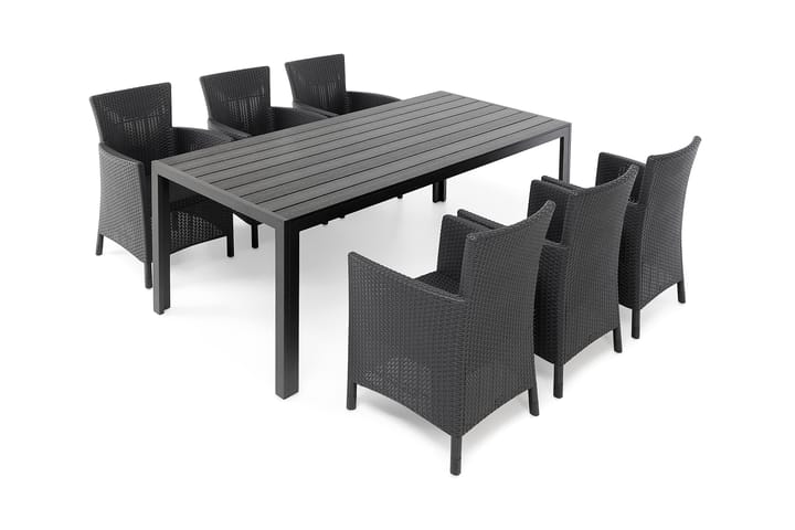 Ruokapöytä Tunis 205x90 cm - Musta/Musta - Ruokapöytä terassille
