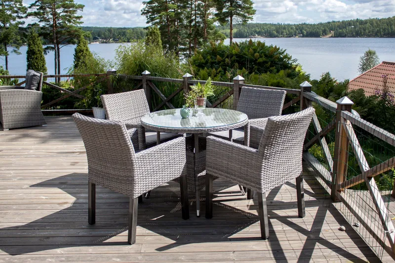 Ruokapöytä Volta Pyöreä 90 cm - Beige/Harmaa - Puutarhakalusteet - Terassipöydät - Ruokapöytä terassille