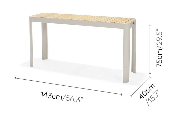 Ruokapöytä Portals 143 cm - Valkoinen/Puu - Ruokapöytä terassille