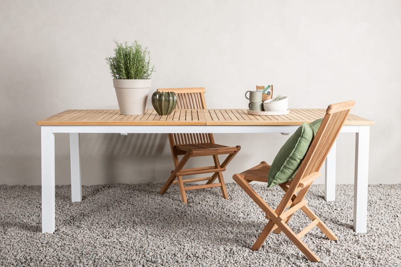 Ruokapöytä Panama Jatkettava 224x324 cm Tiikki - Tiikki/Valkoinen - Puutarhakalusteet - Terassipöydät - Ruokapöytä terassille