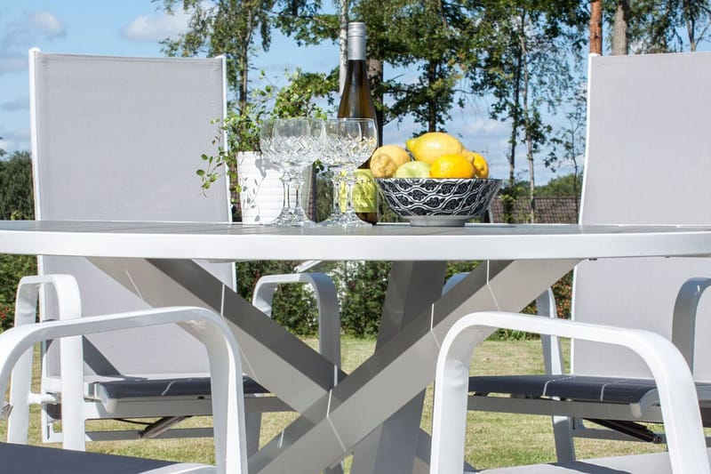Ruokapöytä Parma Pyöreä 140 cm Valkoinen/Harmaa - Venture Home - Puutarhakalusteet - Terassipöydät - Ruokapöytä terassille