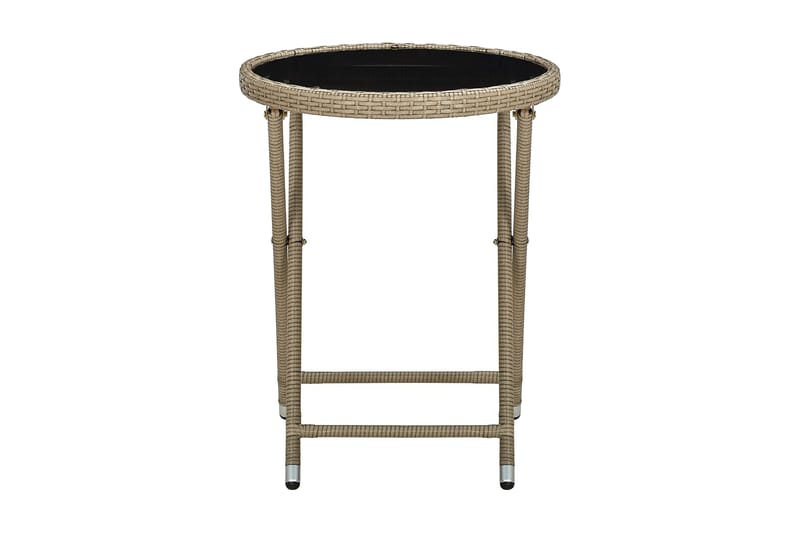 Teepöytä beige 60 cm polyrottinki ja karkaistu lasi - Beige - Puutarhakalusteet - Terassipöydät - Ruokapöytä terassille