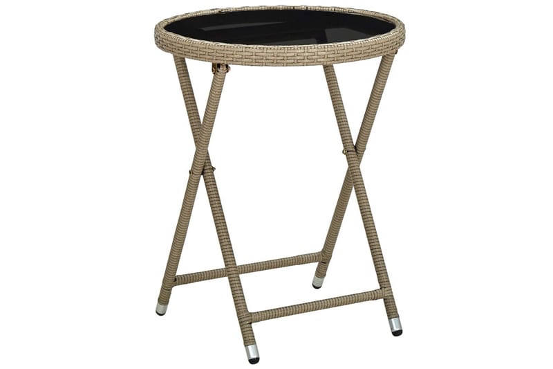 Teepöytä beige 60 cm polyrottinki ja karkaistu lasi - Beige - Puutarhakalusteet - Terassipöydät - Ruokapöytä terassille