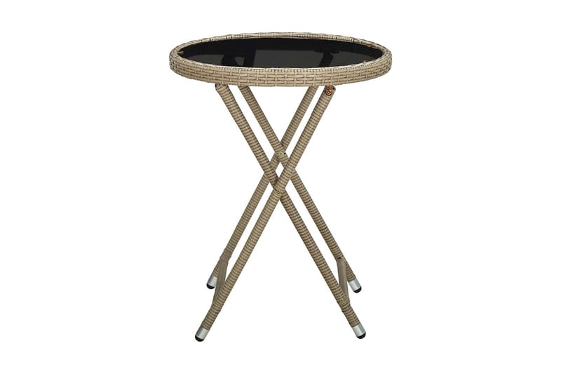 Teepöytä beige 60 cm polyrottinki ja karkaistu lasi - Beige - Puutarhakalusteet - Terassipöydät - Ruokapöytä terassille