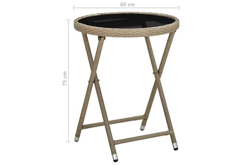 Teepöytä beige 60 cm polyrottinki ja karkaistu lasi - Beige - Puutarhakalusteet - Terassipöydät - Ruokapöytä terassille