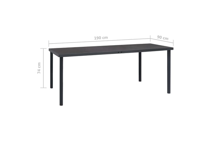 Ulkoruokapöytä antrasiitti 190x90x74 cm teräs - Ruokapöytä terassille