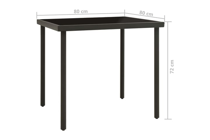 Ulkoruokapöytä antrasiitti 80x80x72 cm lasi ja teräs - Ruokapöytä terassille