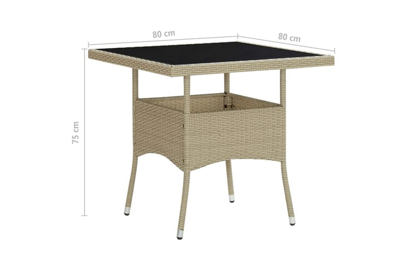 Ulkoruokapöytä beige polyrottinki ja lasi - Beige - Puutarhakalusteet - Terassipöydät - Ruokapöytä terassille