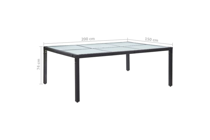 Ulkoruokapöytä musta 200x150x74 cm polyrottinki - Ruokapöytä terassille