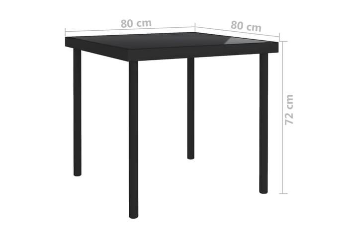 Ulkoruokapöytä musta 80x80x72 cm lasi ja teräs - Musta - Ruokapöyt�ä terassille