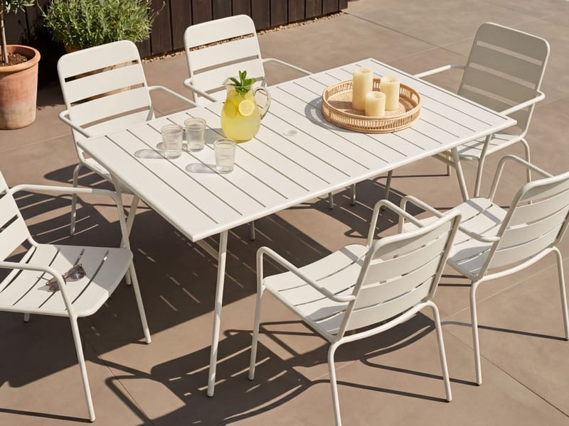 Ruokapöytä Terenzo 160 cm - Vaalea beige - Puutarhakalusteet - Terassipöydät - Ruokapöytä terassille