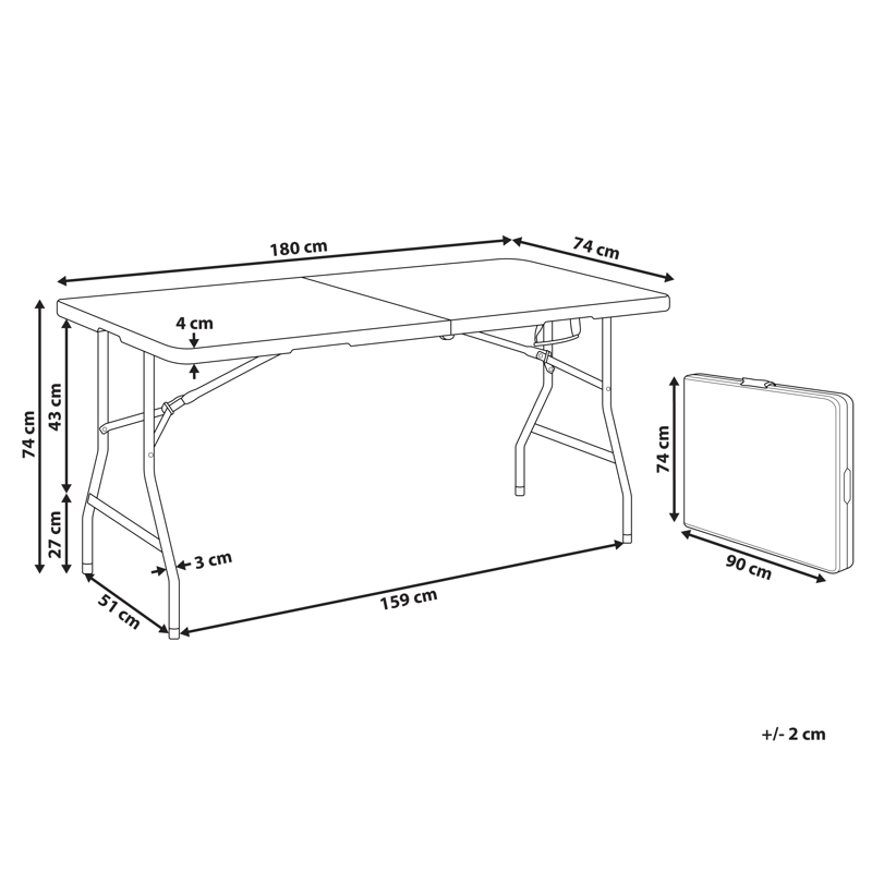Ruokapöytä ulos 6 hengelle Cugnoli 180 cm 74 cm - Valkoinen/Hopea - Puutarhakalusteet - Terassipöydät - Ruokapöytä terassille