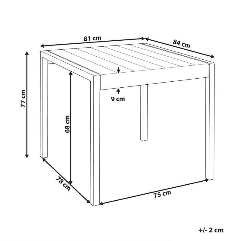 Ruokapöytä ulos Bartica 81x84 cm - Musta - Puutarhakalusteet - Terassipöydät - Ruokapöytä terassille