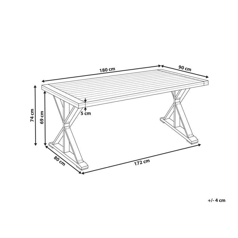 Ruokapöytä ulos Calabritto 90 cm 180 cm akaasiapuu - Ruskea - Puutarhakalusteet - Terassipöydät - Ruokapöytä terassille