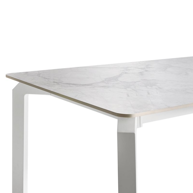 Ruokapöytä ulos Feletto 90x180 cm Kivi Valkoinen - Valkoinen - Puutarhakalusteet - Terassipöydät - Ruokapöytä terassille