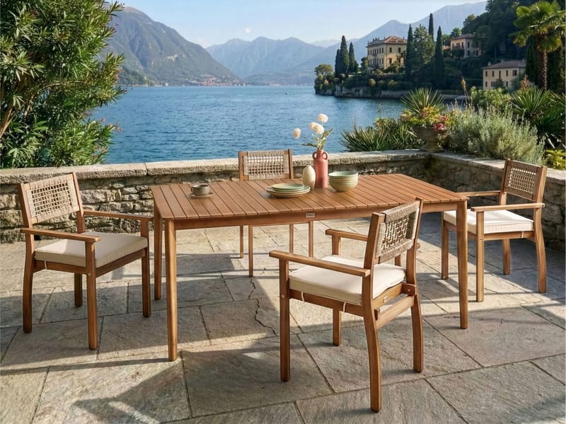 Ruokapöytä ulos Jaco 100x180 cm akaasiapuu - Ruskea - Puutarhakalusteet - Terassipöydät - Ruokapöytä terassille