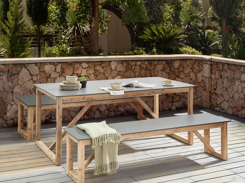 Ruokapöytä ulos Notteri 90x180 cm Betoni - Harmaa/ruskea - Puutarhakalusteet - Terassipöydät - Ruokapöytä terassille