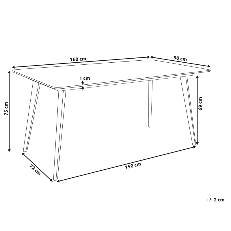 Ruokapöytä ulos Rodallo 90x160 cm Kivi - Musta - Puutarhakalusteet - Terassipöydät - Ruokapöytä terassille