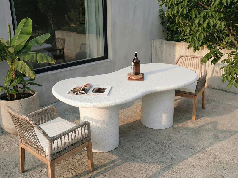 Ruokapöytä ulos Sirmione 200 cm terrazzoefekti - Valkoinen - Puutarhakalusteet - Terassipöydät - Ruokapöytä terassille