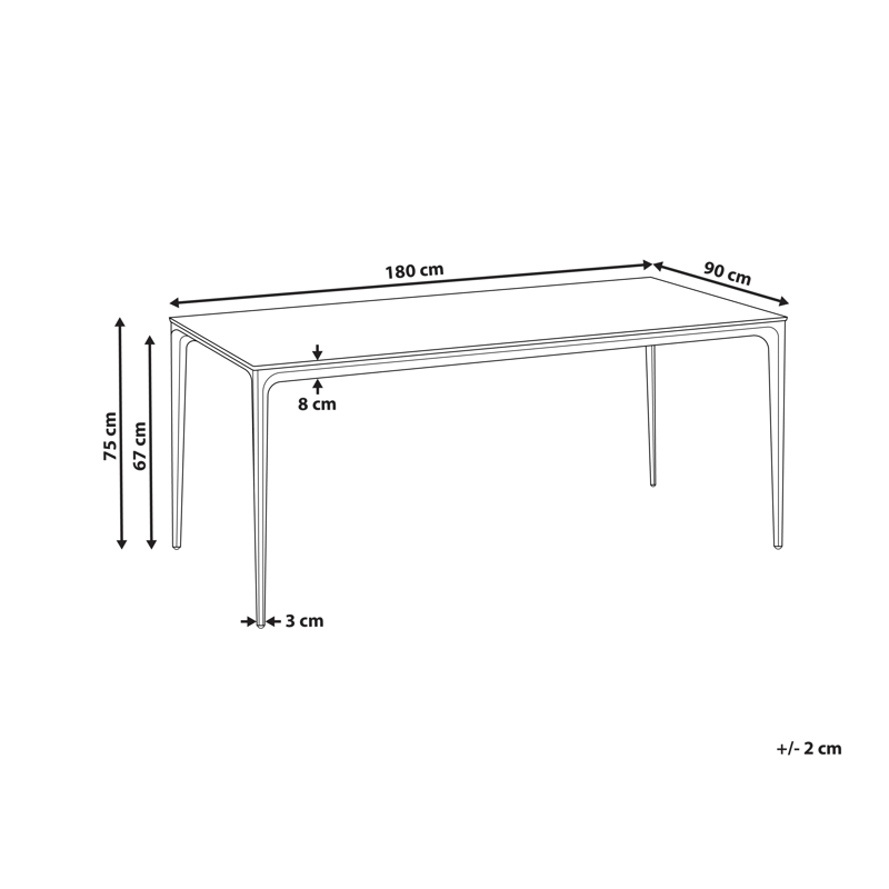 Ruokapöytä ulos Sovareto 90x180 cm marmorieffekti - Musta/Valkoinen - Puutarhakalusteet - Terassipöydät - Ruokapöytä terassille