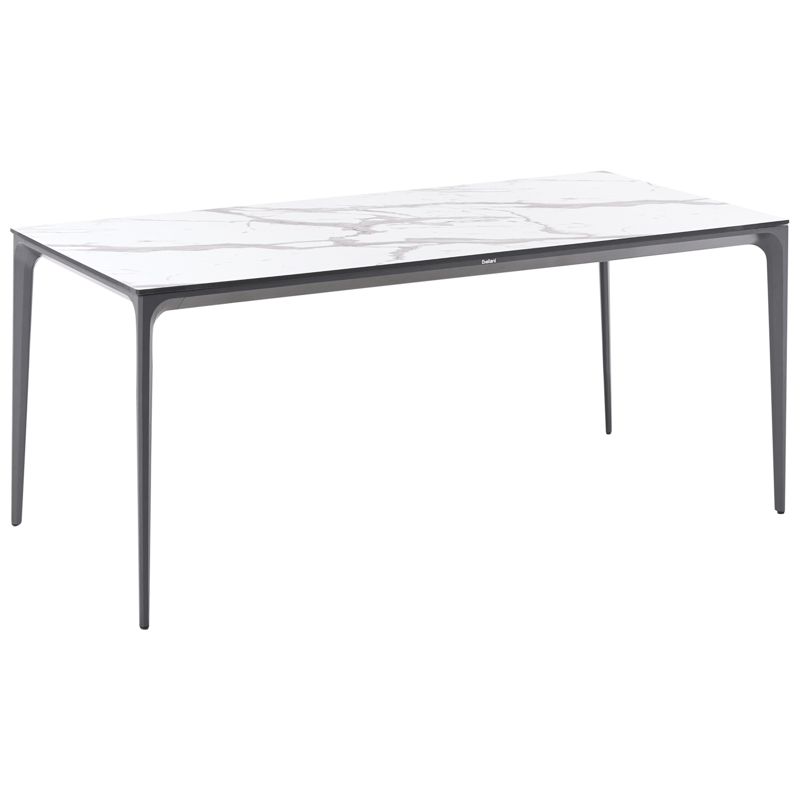 Ruokapöytä ulos Sovareto 90x180 cm marmorieffekti - Valkoinen/harmaa - Puutarhakalusteet - Terassipöydät - Ruokapöytä terassille