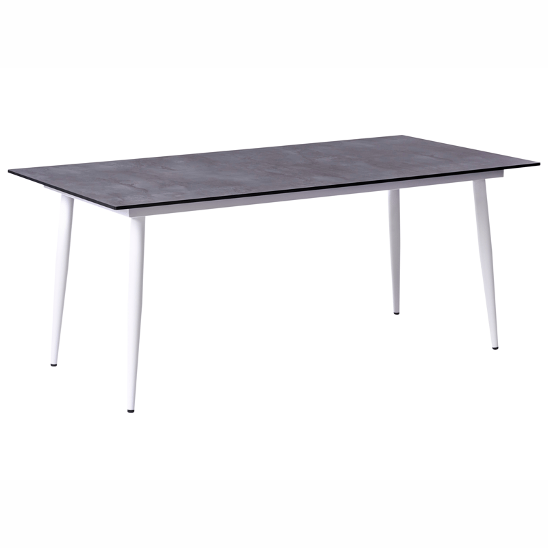 Ruokapöytä ulos Tolentino 90x180 cm kiviefekti, Valkoinen/harmaa